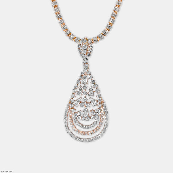 Filigree Teardrop Diamond Pendant 14K Rose Gold
