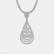Filigree Teardrop Diamond Pendant 14K White Gold