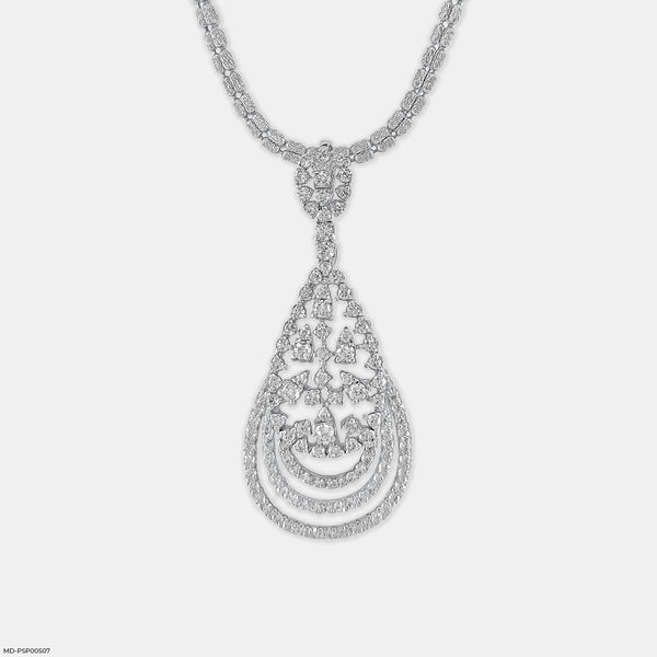 Filigree Teardrop Diamond Pendant Platinum 950