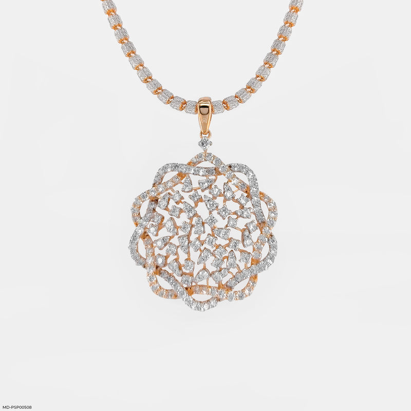 Lace Petal Diamond Pendant 14K White Gold