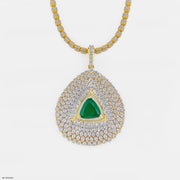 Inverted Pear with Triangle Emerald Pendant 9K Yellow Gold