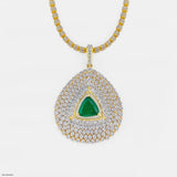 Inverted Pear with Triangle Emerald Pendant 14K Rose Gold