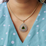 Inverted Pear with Triangle Emerald Pendant 14K Rose Gold