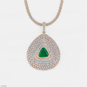 Inverted Pear with Triangle Emerald Pendant 9K Rose Gold