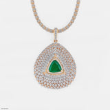 Inverted Pear with Triangle Emerald Pendant 14K Rose Gold