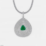 Inverted Pear with Triangle Emerald Pendant 14K Rose Gold