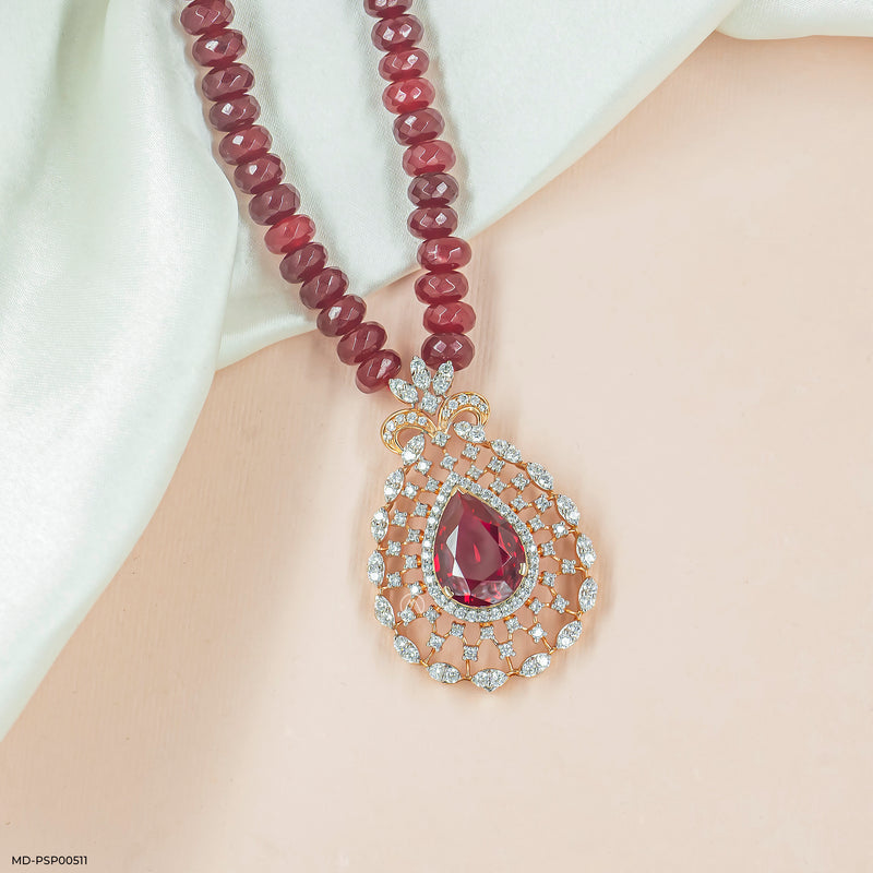 Diamond Teardrop Medallion Pendant 14K White Gold