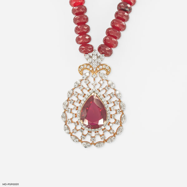 Diamond Teardrop Medallion Pendant 14K Rose Gold
