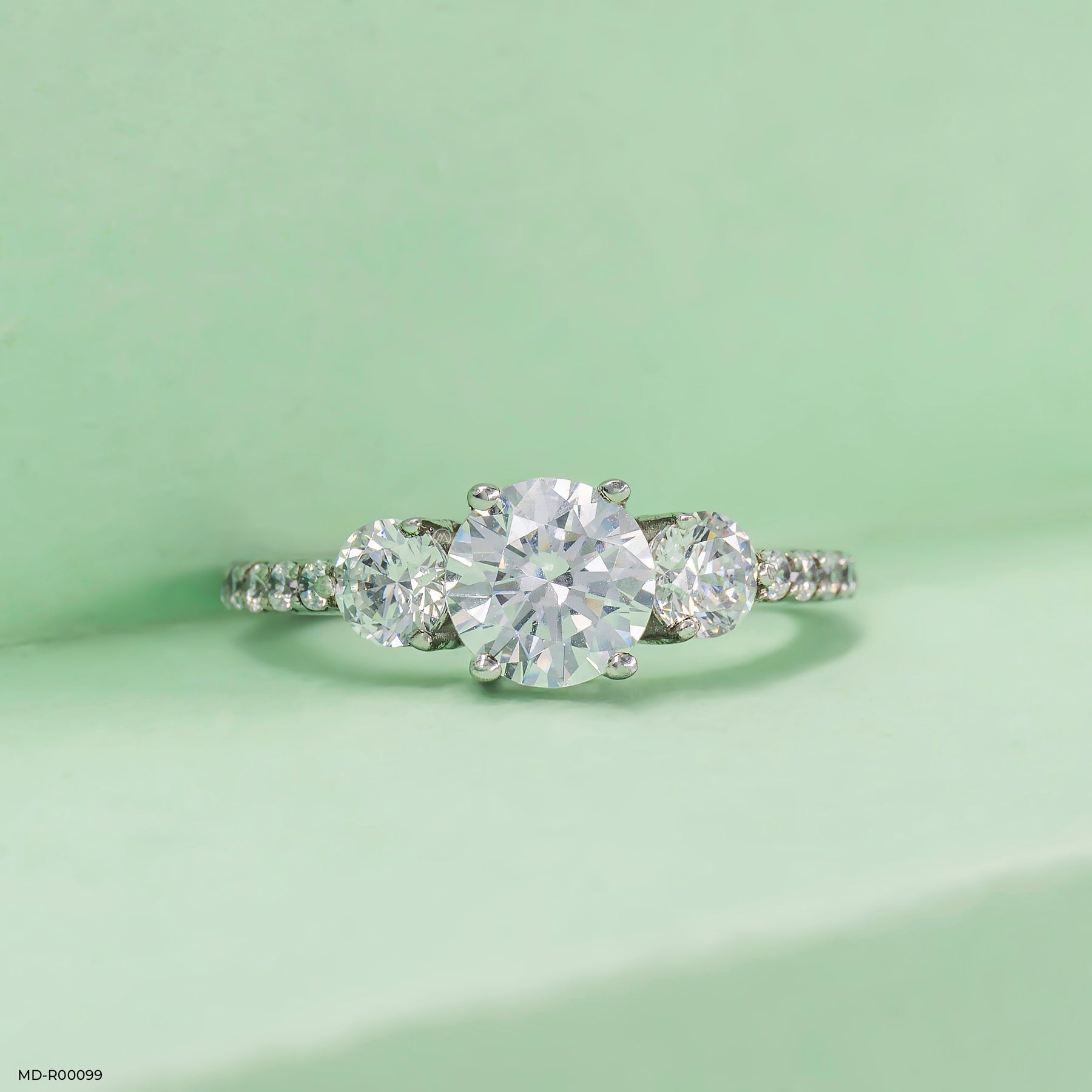 Trinity Solitaire Ring 14K White Gold