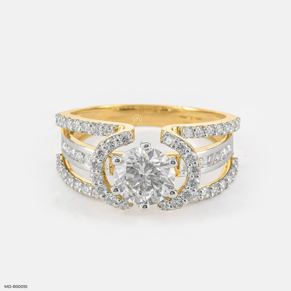 1.5 Carat Round Soiltaire Diamond Ring 18K Yellow Gold