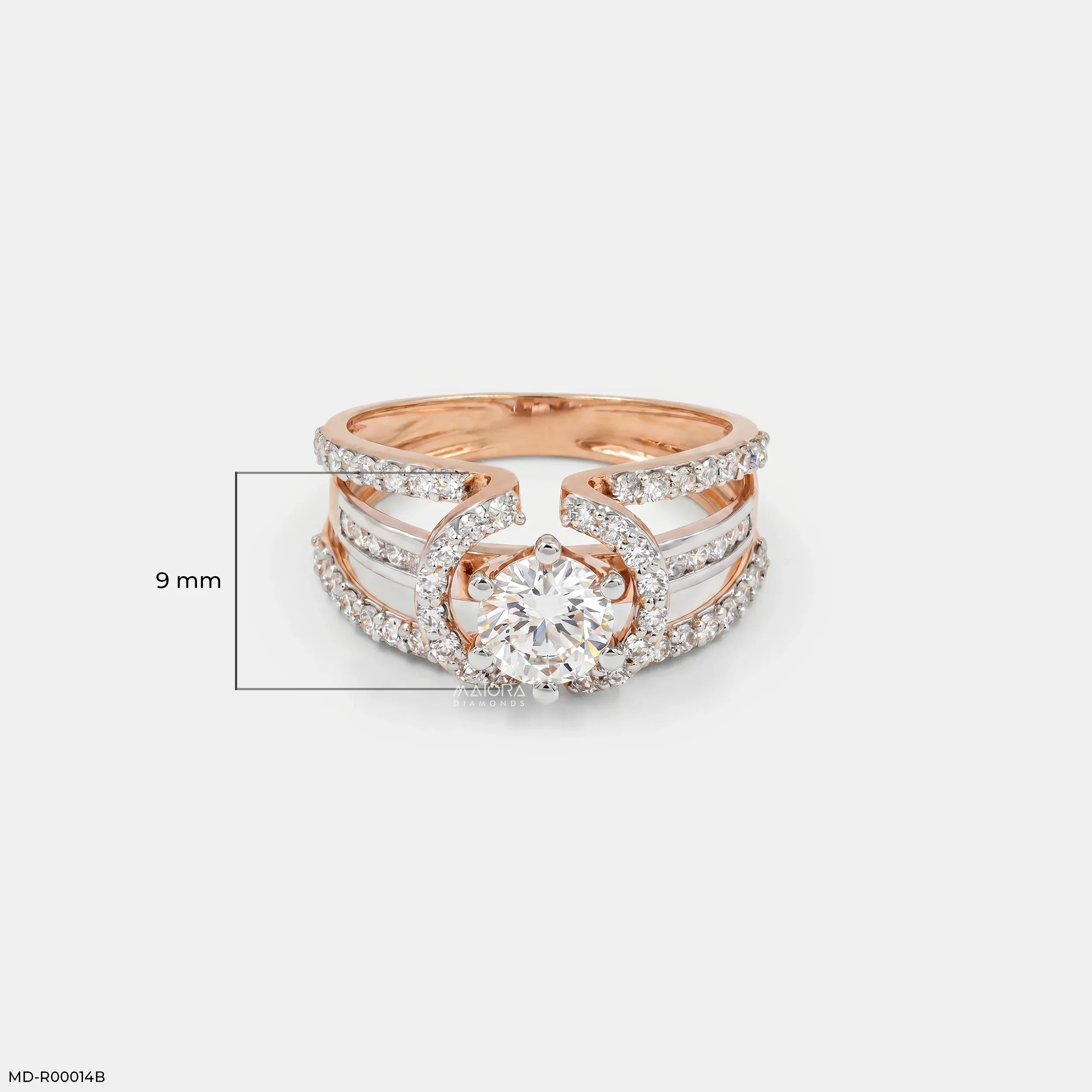1.25 Carat Parallel Halo Round Lab Diamond Solitaire Ring 14K Rose Gold