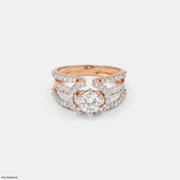 1.25 Carat Parallel Halo Round Lab Diamond Solitaire Ring 14K Rose Gold