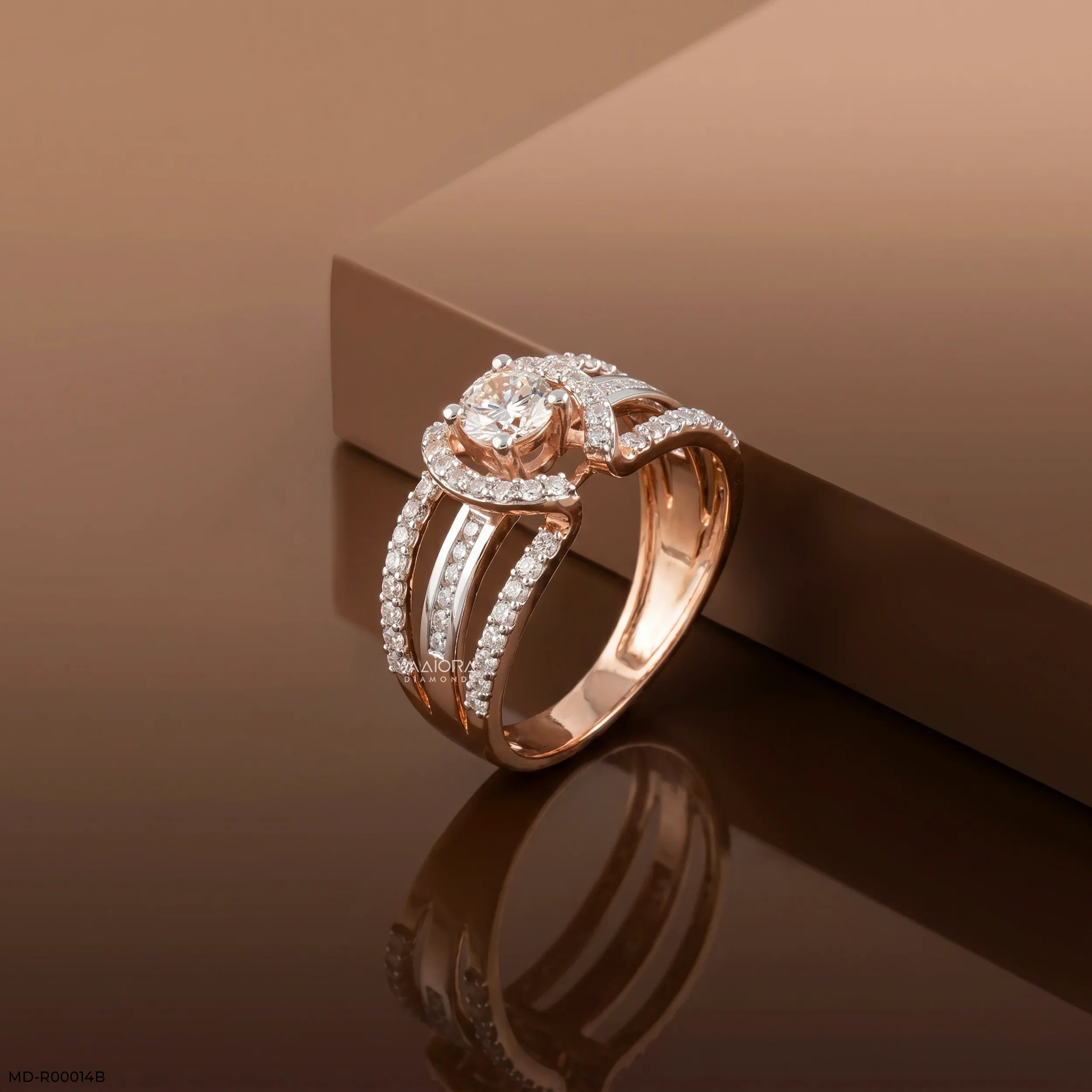 1.25 Carat Parallel Halo Round Lab Diamond Solitaire Ring 14K Rose Gold