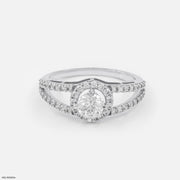 0.50 Carat Round Parallel Diamond Ring 14K White Gold