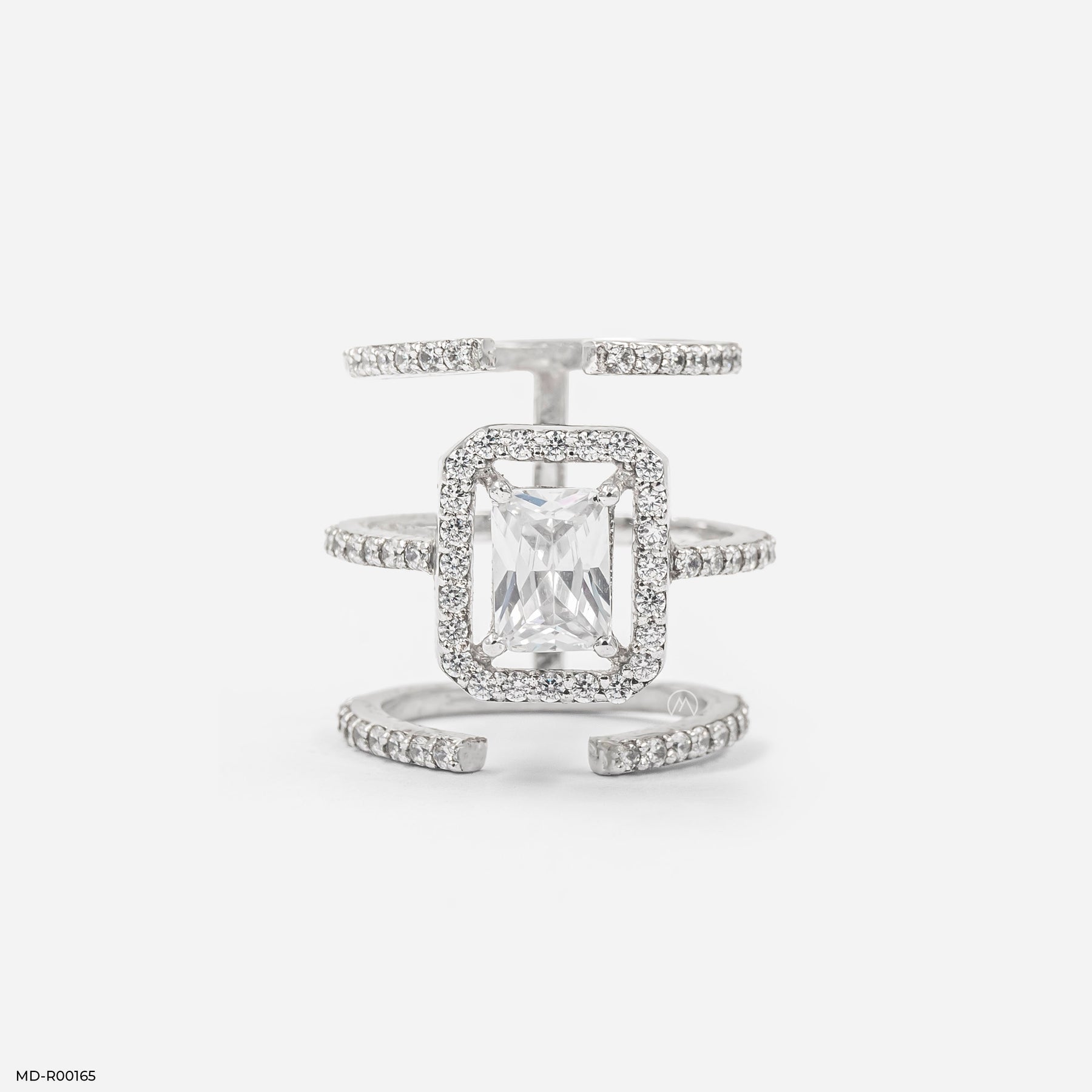 1.5 Carat Emerald Cut Solitaire Halo Ring Platinum 950