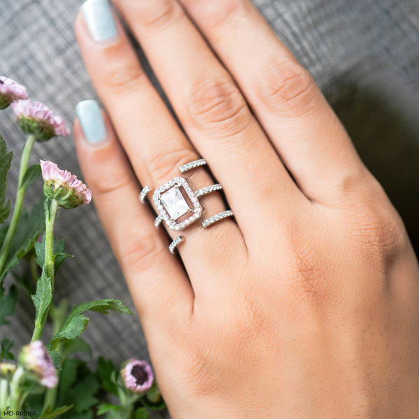 1.5 Carat Emerald Cut Solitaire Halo Ring 9K Rose Gold