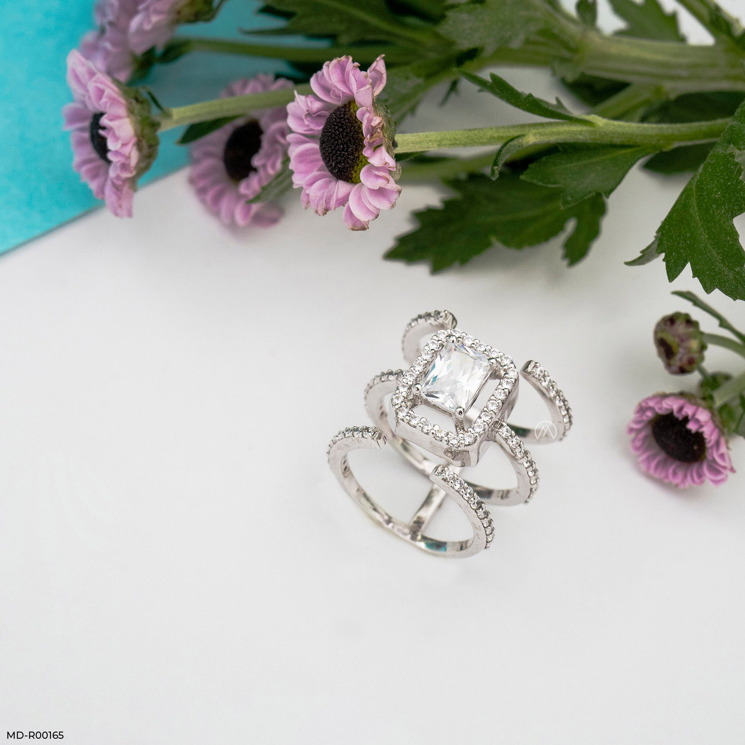 1.5 Carat Emerald Cut Solitaire Halo Ring Platinum 950