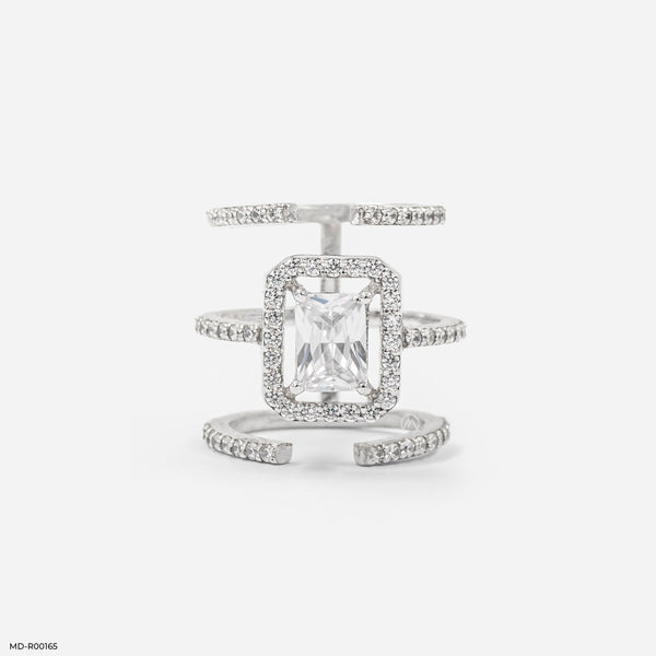 1.5 Carat Emerald Cut Solitaire Halo Ring 9K White Gold