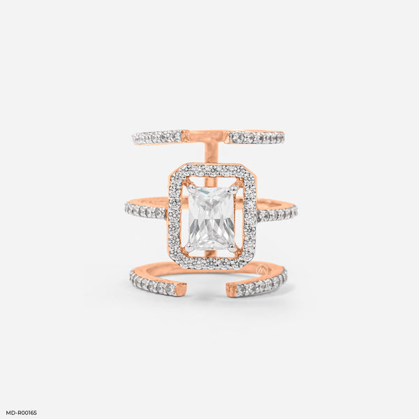 1.5 Carat Emerald Cut Solitaire Halo Ring 14K Rose Gold