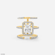 1.5 Carat Emerald Cut Solitaire Halo Ring 14K Yellow Gold