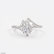 2 Carat Solitaire Bypass Ring 9K White Gold