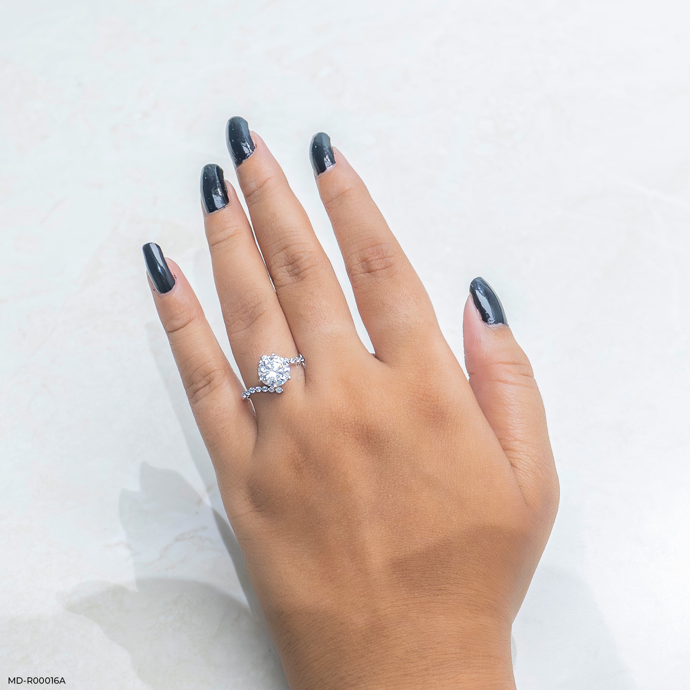 2 Carat Solitaire Bypass Ring 9K White Gold