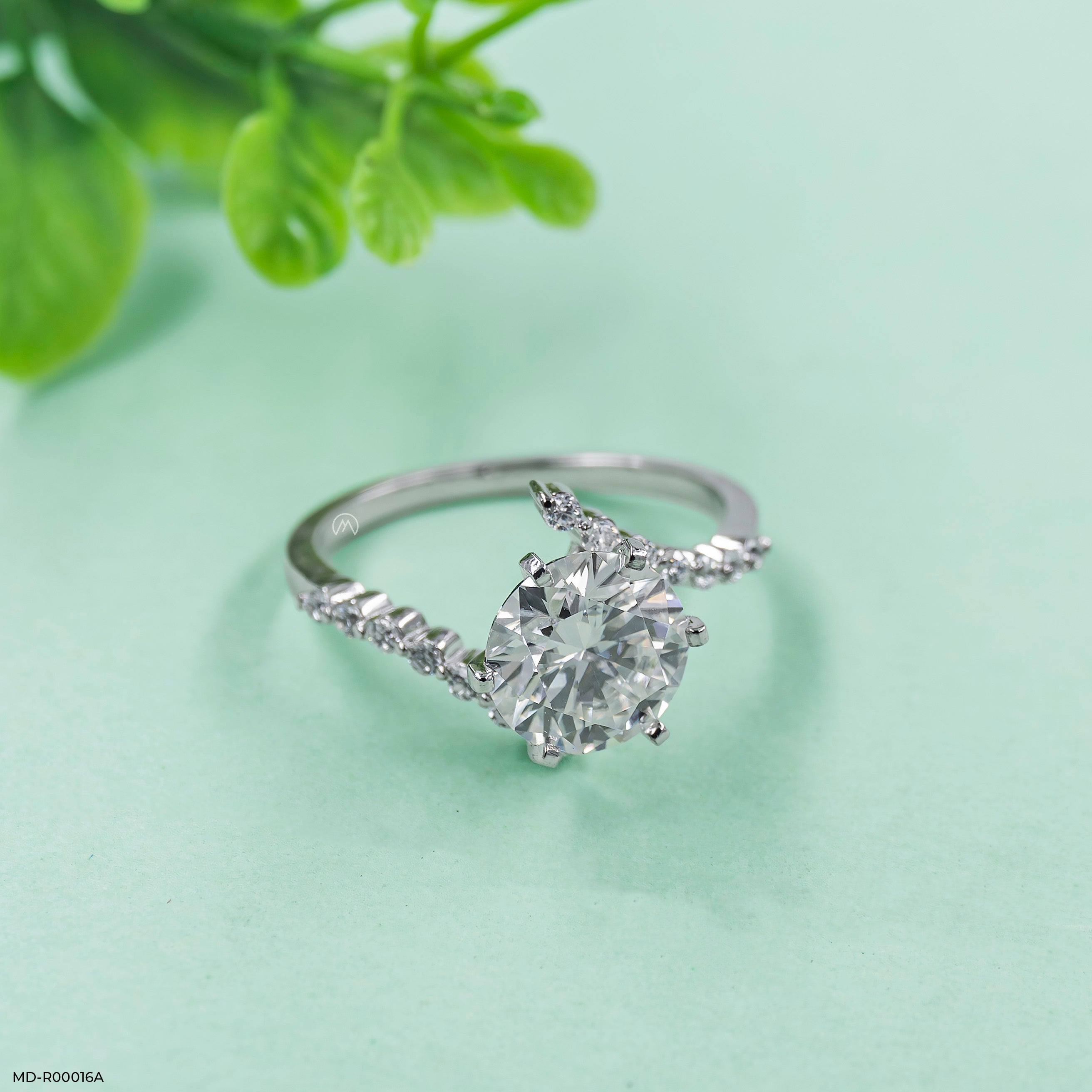 2 Carat Solitaire Bypass Ring 9K White Gold