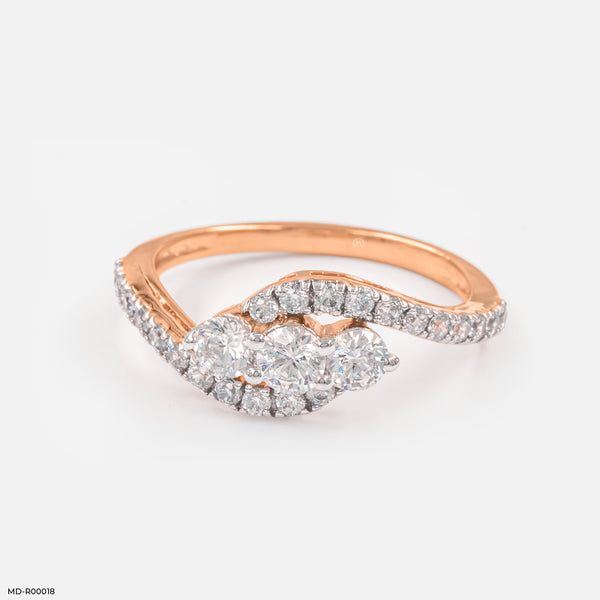 Triad Diamond Rings 14K Rose Gold
