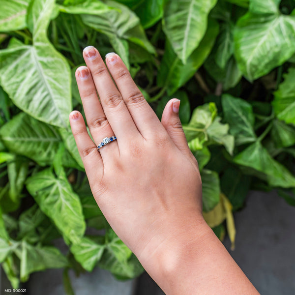 Aqua Diamond Ring 14K White Gold