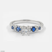 Aqua Diamond Rings 14K White Gold