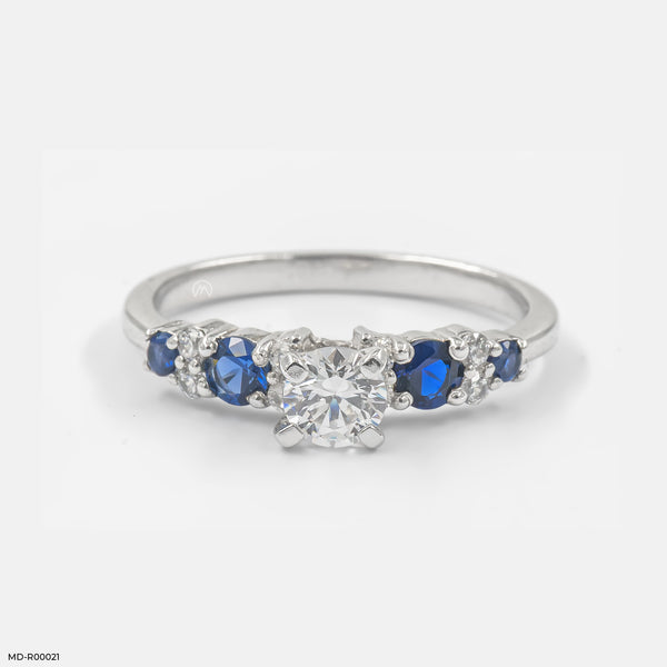 Aqua Diamond Ring 14K White Gold