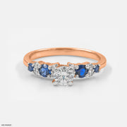 Aqua Diamond Rings 18K Rose Gold