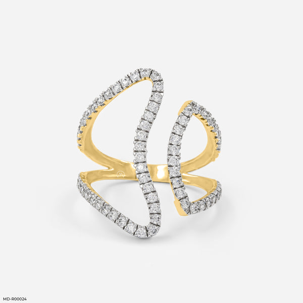 Skinny Statement Diamond Rings 18K Yellow Gold