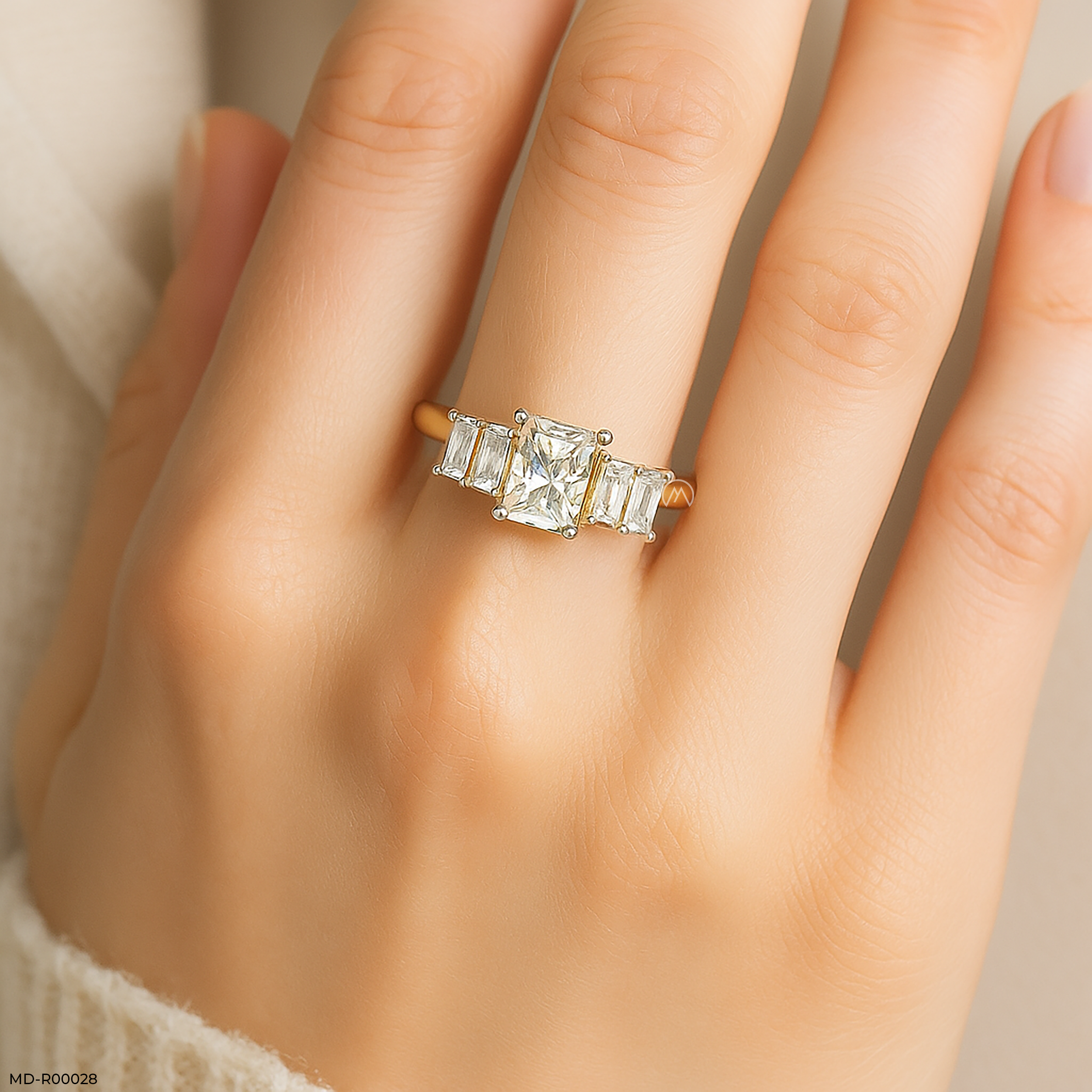 Baguette Glow Ring 9K Rose Gold