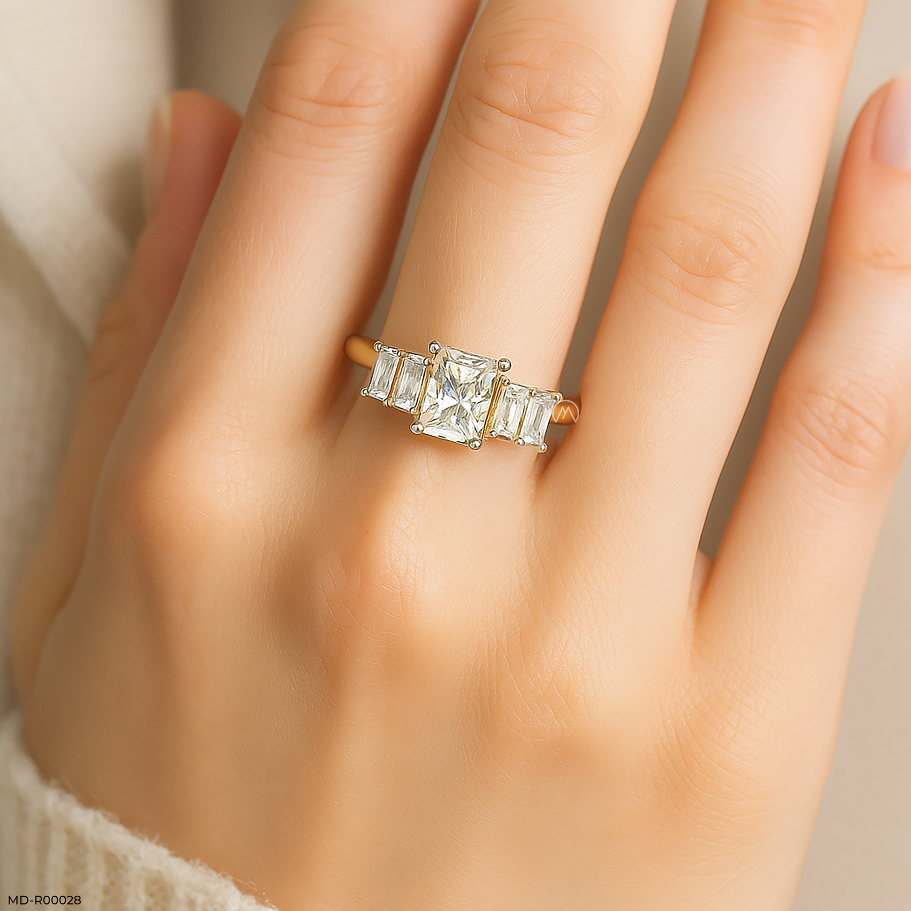 Baguette Glow Rings 14K Yellow Gold