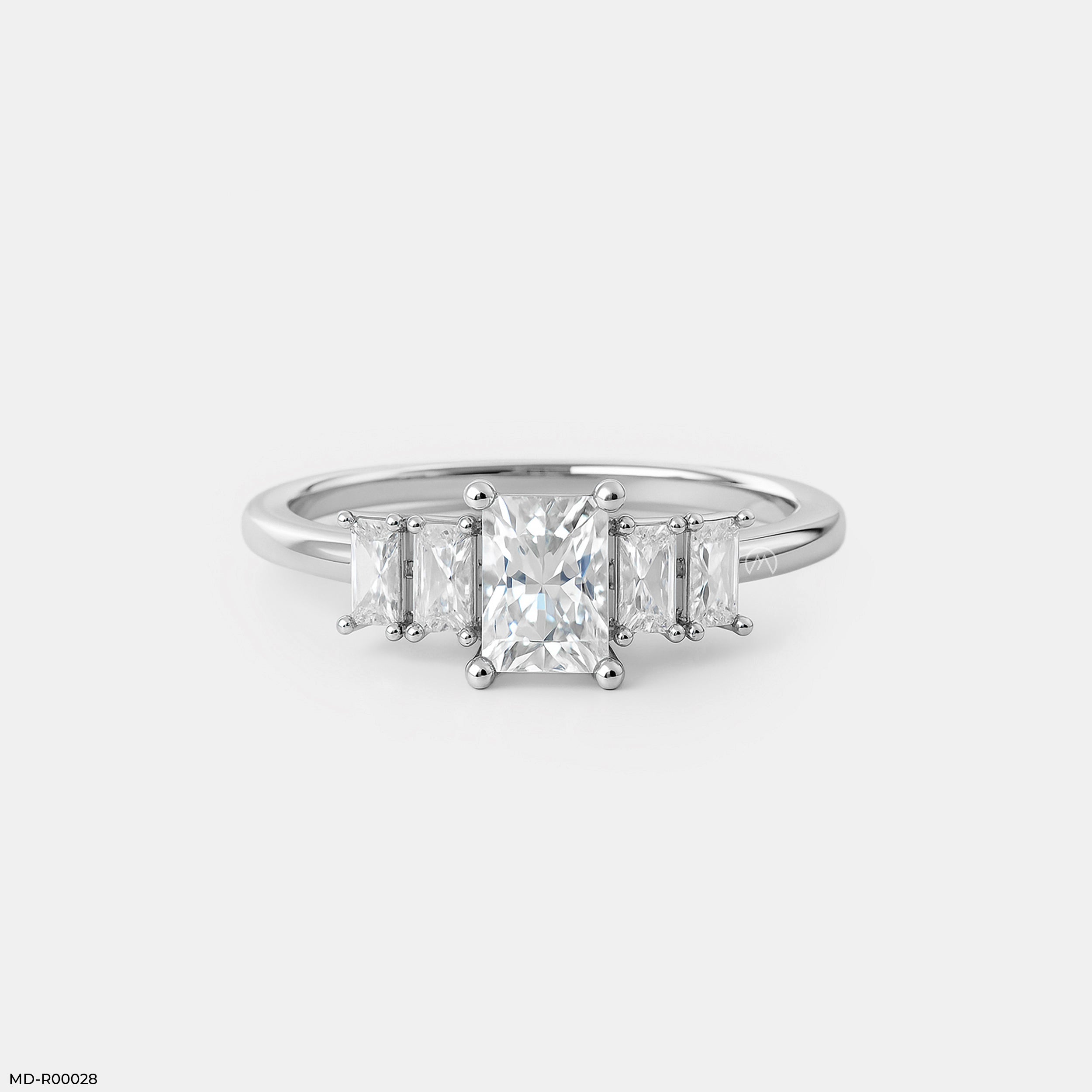 Baguette Glow Ring 9K White Gold