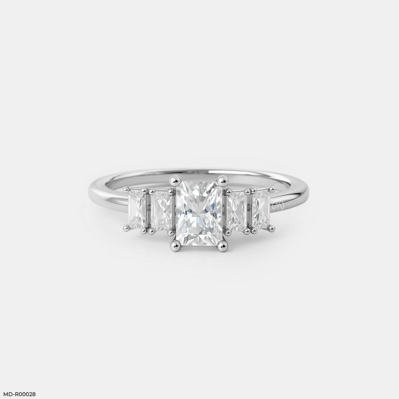 Baguette Glow Rings 18K White Gold