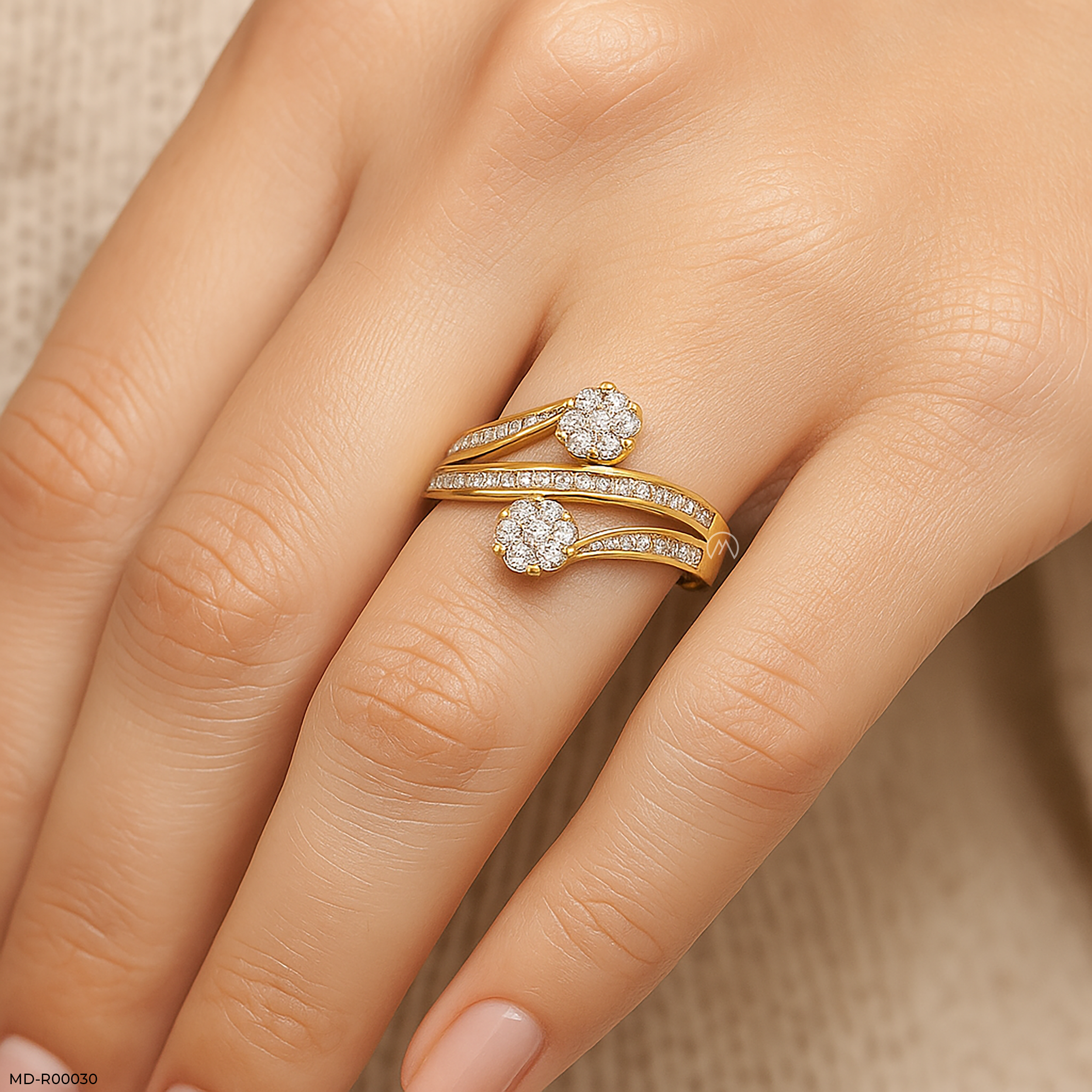 Whirl of Diamonds Rings 9K Yellow Gold