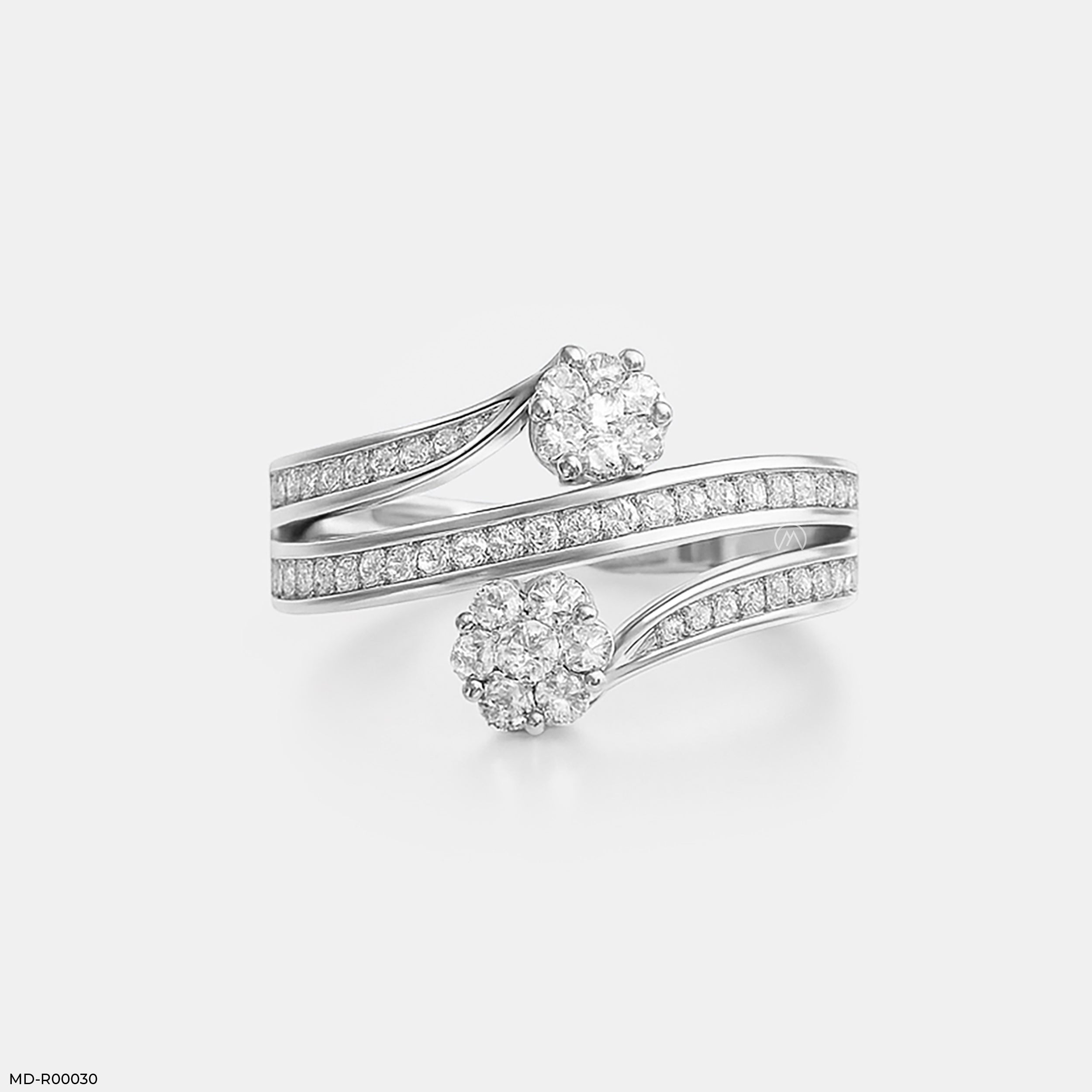 Whirl of Diamonds Rings 9K White Gold