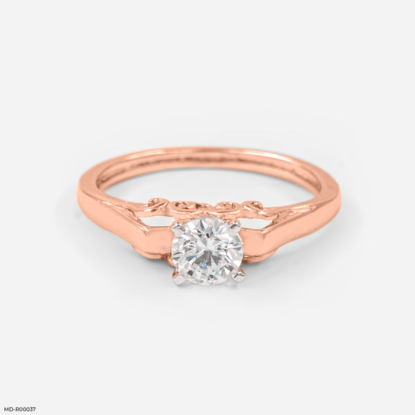 Traditional Touch Solitaire Diamond Rings 14K Rose Gold