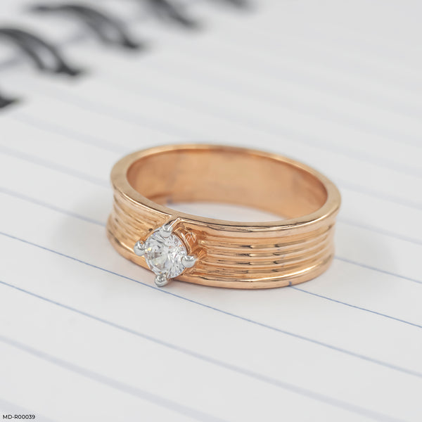 The Solitaire Groove Ring 14K Rose Gold