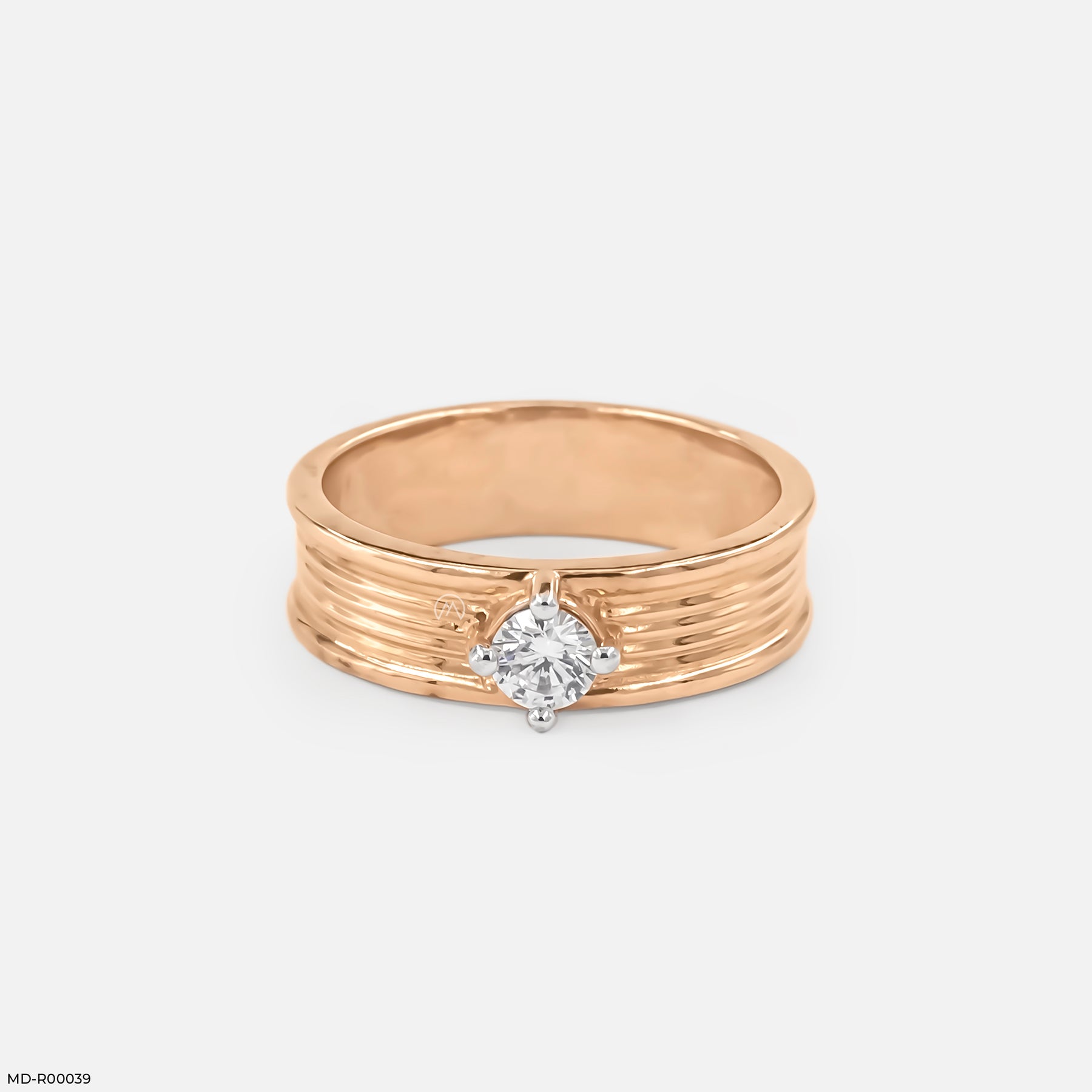 The Solitaire Groove Ring 9K Rose Gold