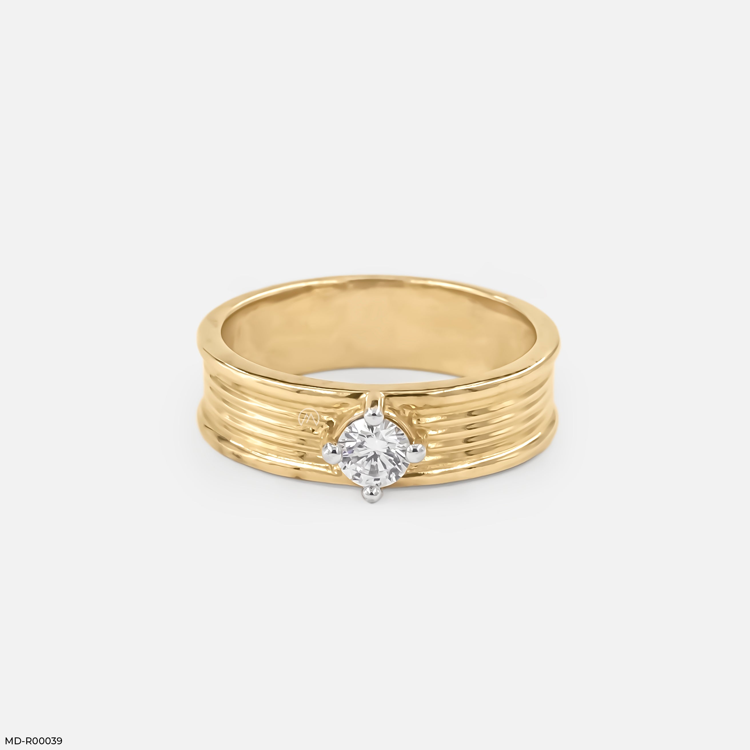 The Solitaire Groove Ring 9K Yellow Gold