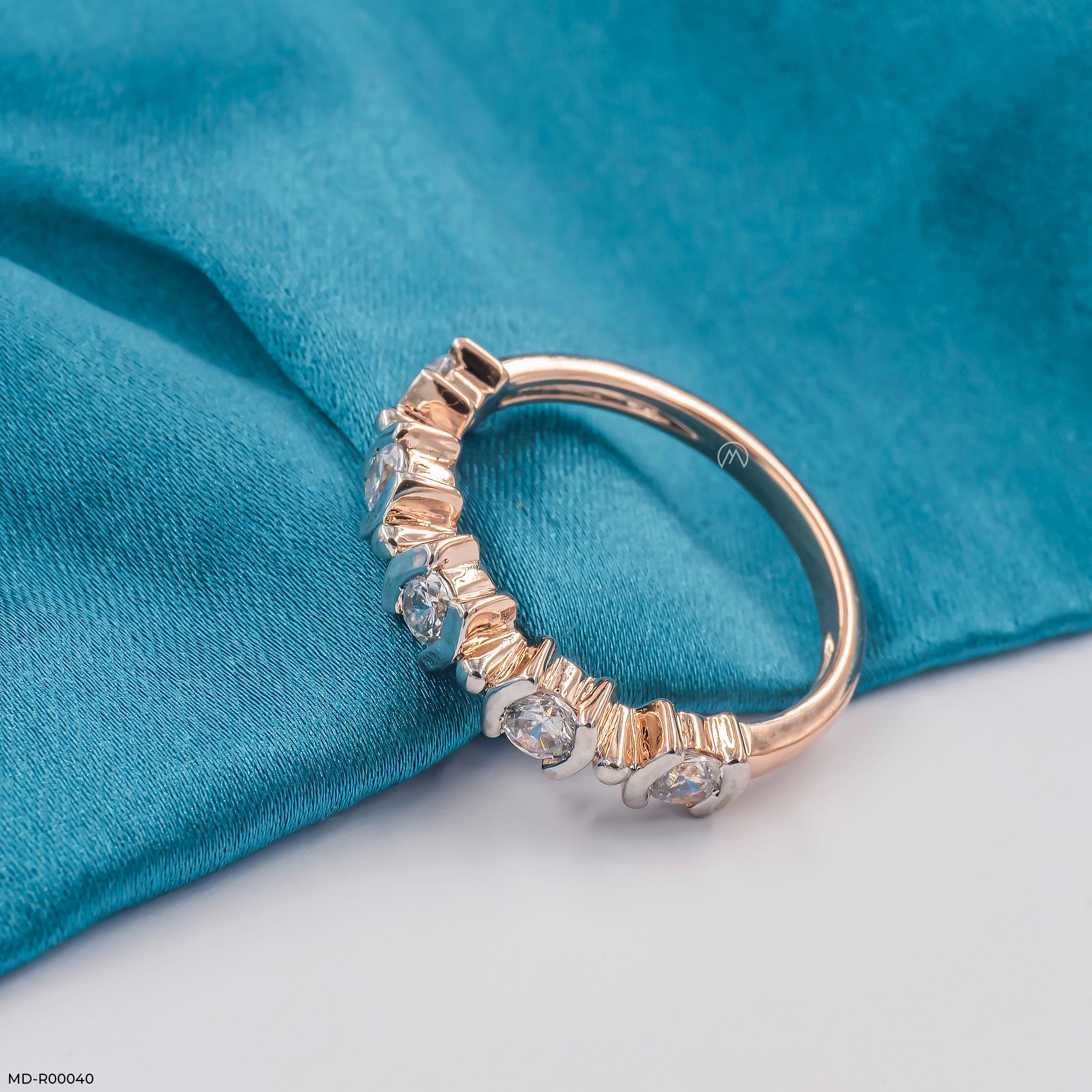 The Two-Tone Half-Eternity Band 9K Yellow Gold