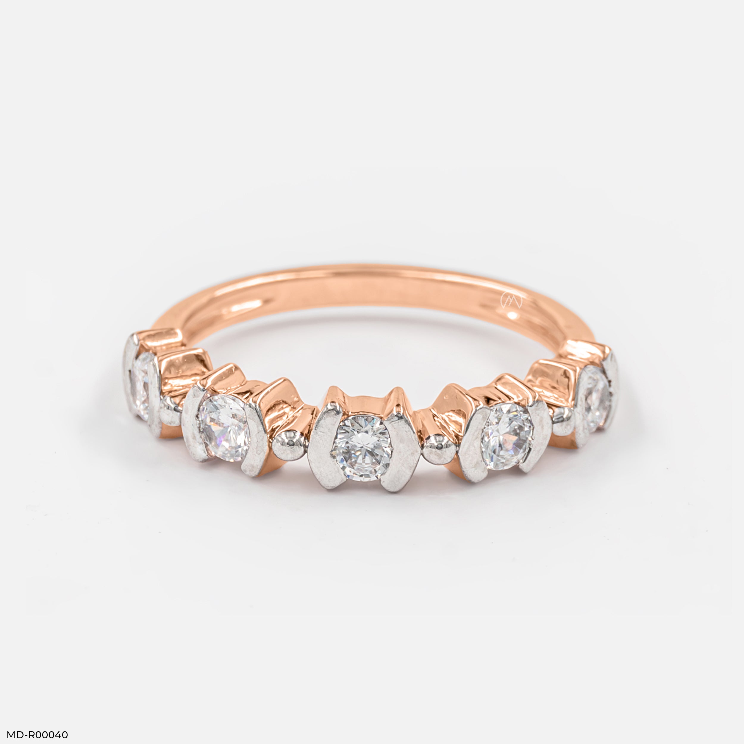 The Two-Tone Half-Eternity Band 9K Yellow Gold