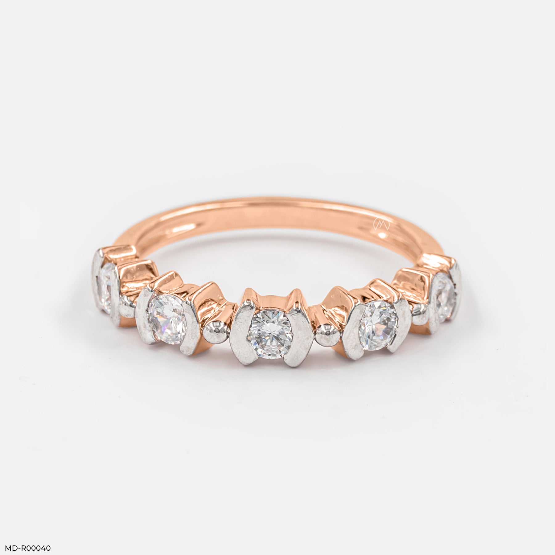 The Two-Tone Half-Eternity Band 9K White Gold