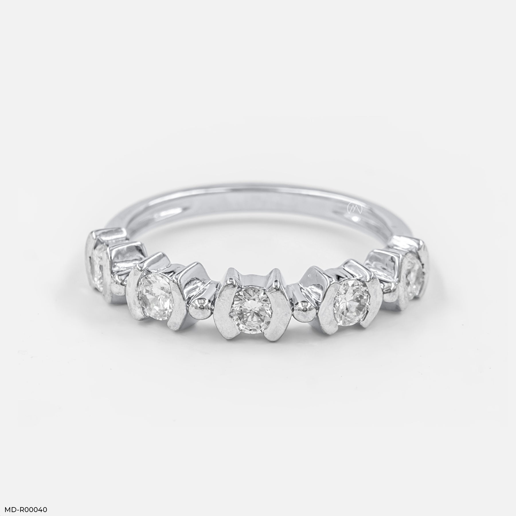 The Two-Tone Half-Eternity Band 9K White Gold