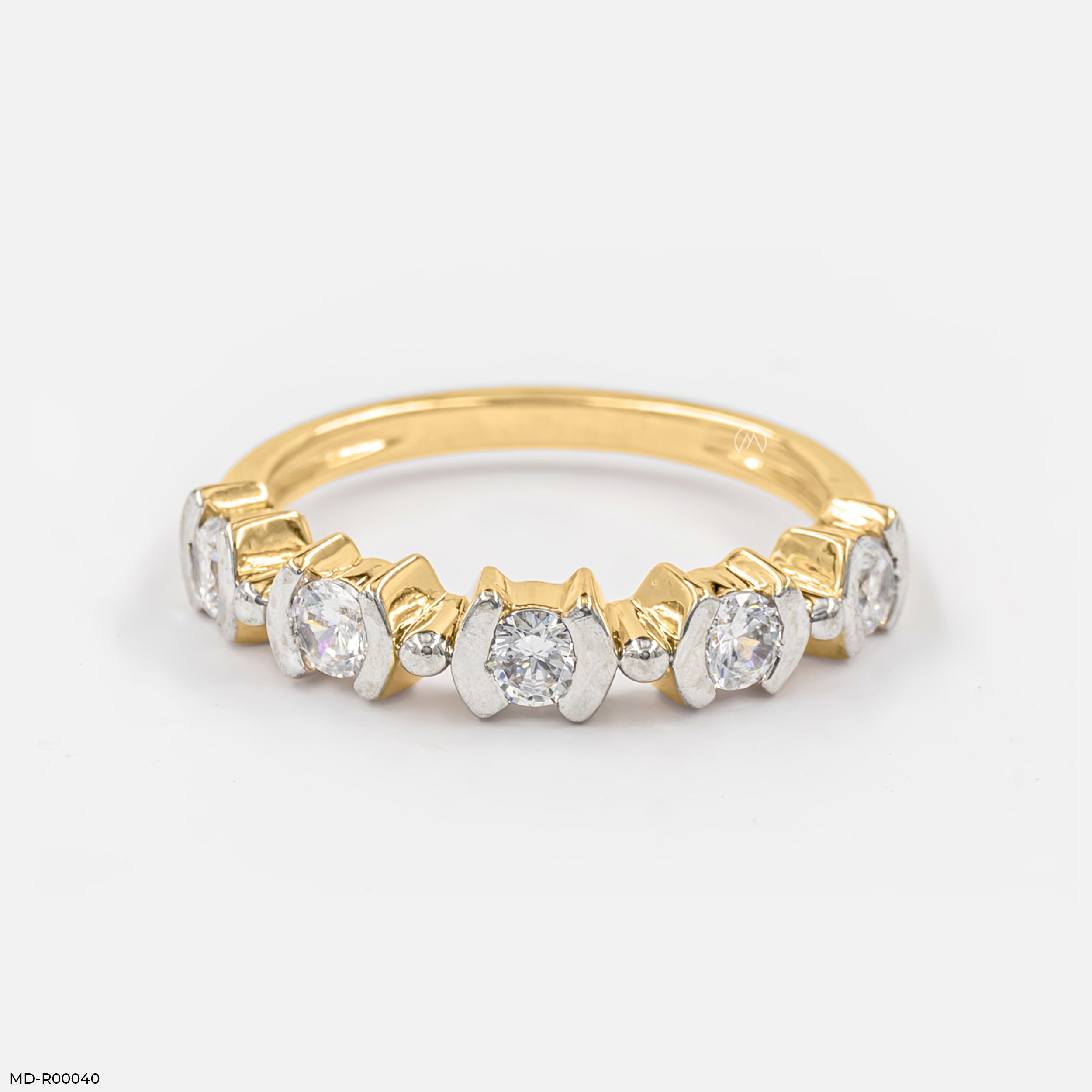 The Two-Tone Half-Eternity Band 9K Yellow Gold