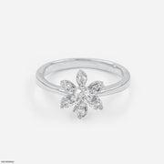 Floret Diamond Rings 14K White Gold