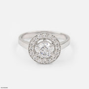 Rosy Halo Solitaire Rings 9K White Gold